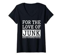 Femme Réutilisation indésirable Rescue Upcycling marché aux puces Thrifting T-Shirt avec Col en V