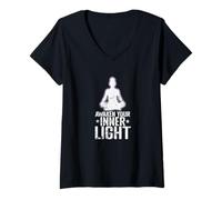 Femme Réveillez Votre lumière intérieure T-Shirt avec Col en V