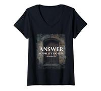 Femme Revelation 3:20 Answer Before It's Too Late Evangelism T-Shirt avec Col en V