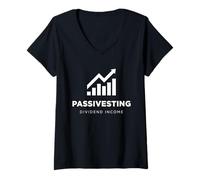 Femme Revenu Passif de dividendes Investisseur Revenu Passif T-Shirt avec Col en V