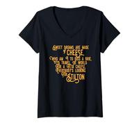 Femme Rêves doux vrai à partir de fromage Amusant amateur de fromage T-Shirt avec Col en V