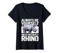 Femme Rhino, sois Toujours toi-même, sauf si tu Peux être Un rhinocéros T-Shirt avec Col en V