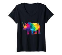 Femme Rhinocéros polygonaux - Zoologiste Rhino Safari amoureux des animaux T-Shirt avec Col en V
