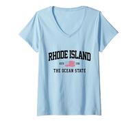 Femme Rhode Island The Ocean State RI Pride T-Shirt avec Col en V
