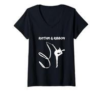 Femme Rhythm and Ribbon Rhythmic Gymnastics Lover Ring Sport T-Shirt avec Col en V