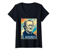 Femme Richard Wagner Poster Compositeur d'opéra T-Shirt avec Col en V