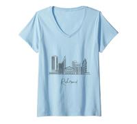 Femme Richmond Virginia Skyline US Voyage Souvenirs Paysage urbain T-Shirt avec Col en V