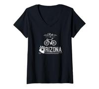 Femme Ride Arizona Drapeau inspiré du Cyclisme dans Le désert T-Shirt avec Col en V