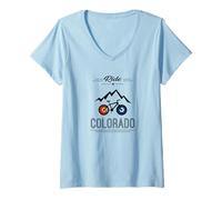 Femme Ride Colorado Cyclisme VTT VTT Inspiré du vélo de Montagne T-Shirt avec Col en V