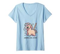 Femme Ride Like You Mean It Cheval de Poney Pastel Mignon T-Shirt avec Col en V