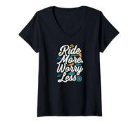 Femme Ride More Worry Less Bike Surfing Lover T-Shirt avec Col en V