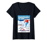 Femme Ride The Snow T-Shirt avec Col en V