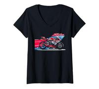 Femme Ride with Passion T-Shirt de Motard Ultimate Biker T-Shirt avec Col en V