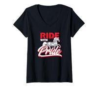 Femme Ride with Pride Tennessee Cheval de Marche T-Shirt avec Col en V