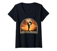 Femme Ride Your Dreams Hobby Horsing Cheval de rêve pour Fille T-Shirt avec Col en V