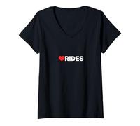 Femme Rides Love, motif cœur apprécié par tous ceux qui aiment les promenades T-Shirt avec Col en V