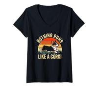 Femme Rien ne Fonctionne comme Un Corgi Fun Corgi Mom Corgi Dad Cute Corgi T-Shirt avec Col en V