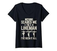 Femme Rien ne me Fait Peur im a Lineman i Have Seen it All Lineman T-Shirt avec Col en V