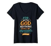 Femme Rien ne Sera Impossible Luke 1 37 - Vintage Christian T-Shirt avec Col en V
