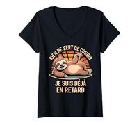 Femme Rien Ne Sert De Courir Humour Rigolo Homme Marrant T-Shirt avec Col en V