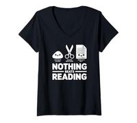 Femme Rien ne Vaut la Lecture - Ciseaux à Papier Amusants pour Amateurs de Livres T-Shirt avec Col en V