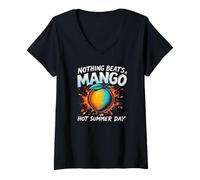 Femme Rien ne Vaut Une Mangue Lors des Chaudes journées d'été | Journée rétro de la Mangue T-Shirt avec Col en V