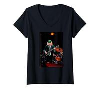 Femme Riff de Guitare AC DC Rock Stage Energy A Live Power T-Shirt avec Col en V