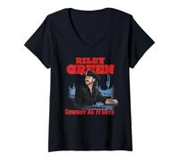 Femme Riley Green Cowboy tel Quel T-Shirt avec Col en V