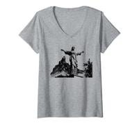 Femme Rio de Janeiro Christ le Rédempteur Cristo Redentor Brazil T-Shirt avec Col en V