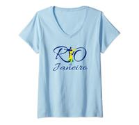Femme Rio de Janeiro Cristo Redentor Brésil | Art abstrait T-Shirt avec Col en V