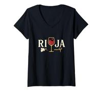 Femme Rioja Wine Lovers Vino Espagnol Tinto Verre Rouge T-Shirt avec Col en V