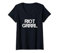Femme Riot Grrrl T-Shirt pour Fille T-Shirt avec Col en V