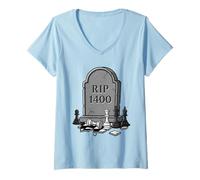 Femme RIP 1400 Échecs ELO Classement du Joueur Cimetière Meme T-Shirt avec Col en V