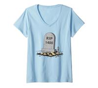 Femme RIP 1400 Échecs ELO Classement du Joueur Cimetière Meme T-Shirt avec Col en V