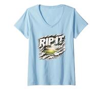 Femme Rip It Funny Lacrosse Player Lax Bro Cadeau de Jeu T-Shirt avec Col en V