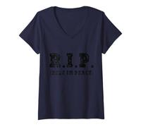 Femme RIP R.I.P. Rest in Peace Death Dead Funeral Burial Cool T-Shirt avec Col en V