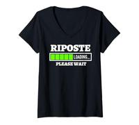 Femme Riposte Loading Please Wait Progress Bar Fun Clôture Cadeau T-Shirt avec Col en V
