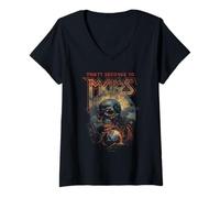 Femme Ripple Junction x 30 Seconds To Mars Skull Holding A Globe T-Shirt avec Col en V