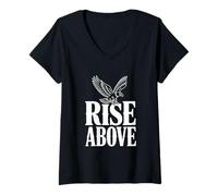 Femme Rise Above : Eagle Soaring High est Une Source d'inspiration T-Shirt avec Col en V