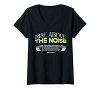 Femme Rise Above The Noise - Streetwear à la Typographie Urbaine T-Shirt avec Col en V