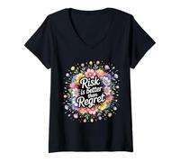 Femme Risk is Better Than Regret Chance Efforts Lessons - T-Shirt avec Col en V