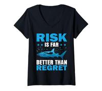 Femme Risk is Far Better Than Regret Scuba Dive Diver Diving T-Shirt avec Col en V
