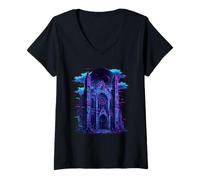 Femme Rituel de synthèse de la cathédrale de la Maison des sorcières T-Shirt avec Col en V