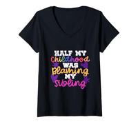 Femme Rivalité Fraternelle Frère Sœur Blaming My Sibling T-Shirt avec Col en V