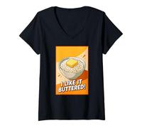 Femme Riz Que Je l'aime beurré T-Shirt avec Col en V