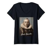 Femme Roald Amundsen Polar Exploration Norvège T-Shirt avec Col en V