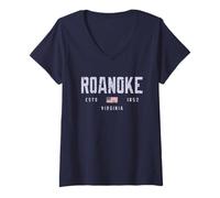 Femme Roanoke VA/Roanoke Virginia Field Design T-Shirt avec Col en V