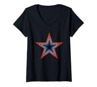 Femme Roanoke, Virginie, Blue Ridge Pride Mill, Mountain Star T-Shirt avec Col en V