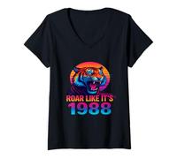 Femme Roar Like It's 1988 Vaporwave Tiger T-Shirt avec Col en V