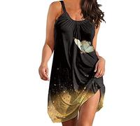 Femme Robe de Cocktail Robe d'été pour Femmes Une épaule Demi Manches Chauve-Souris Solide Robes décontractées en Vrac Sangle en métal Plage Mini Robe de Soleil Robe Coton Grande Taille Robe Longue